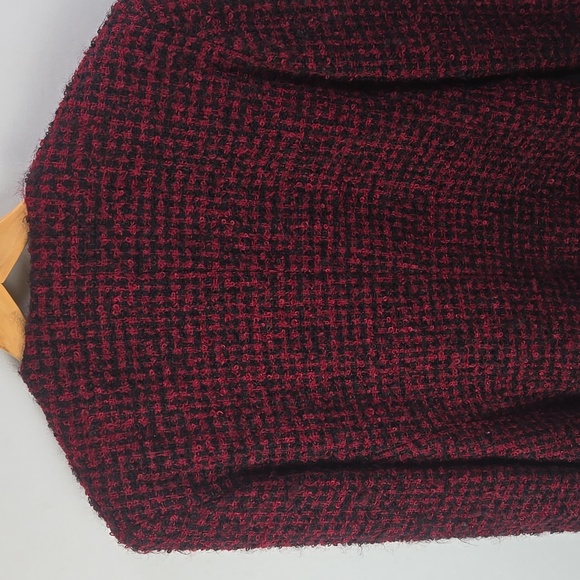 Jones New York Red Black Mohair & Wool Blend Tweed Jacket w/ Detail Buttons Sz 8 - Picture 4 of 9